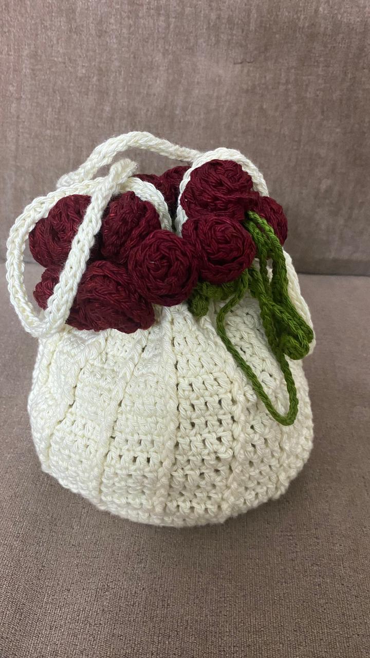 Crochet Potli Rose Bouquet Bag