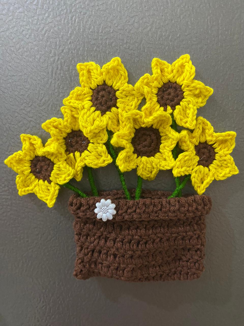 Crochet Fridge Magnet Bouquet