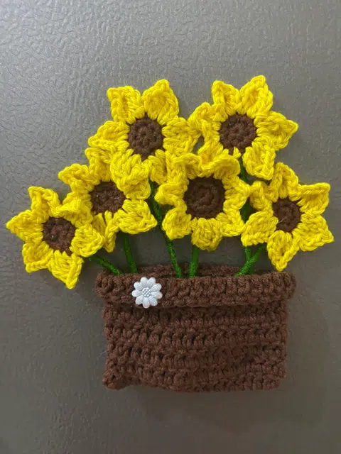 Crochet Fridge Magnet Bouquet