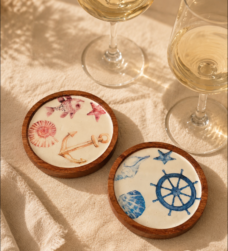 Wooden Ocean theme coaster