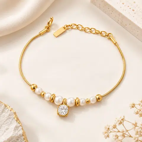 Premium Pearl and Diamond stone Bracelet