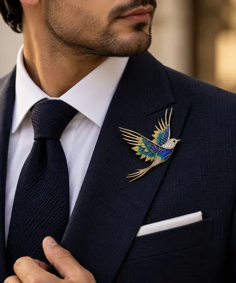 Designer Multicolour Aviary Brooch