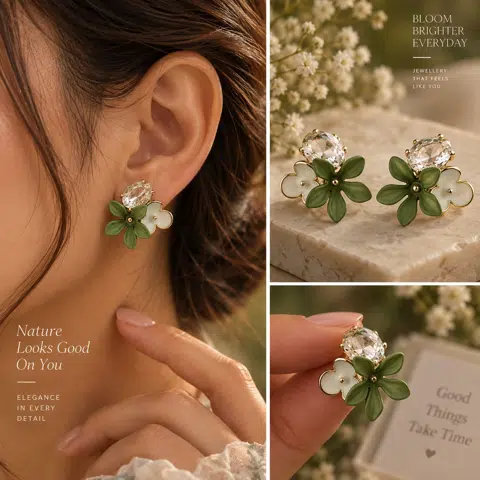 Crafted Floral Shaped Stud Earrings