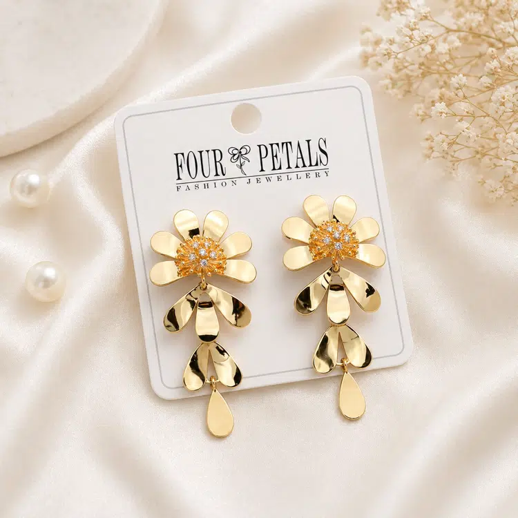 Designer Sunflower Statment Earrings - 2