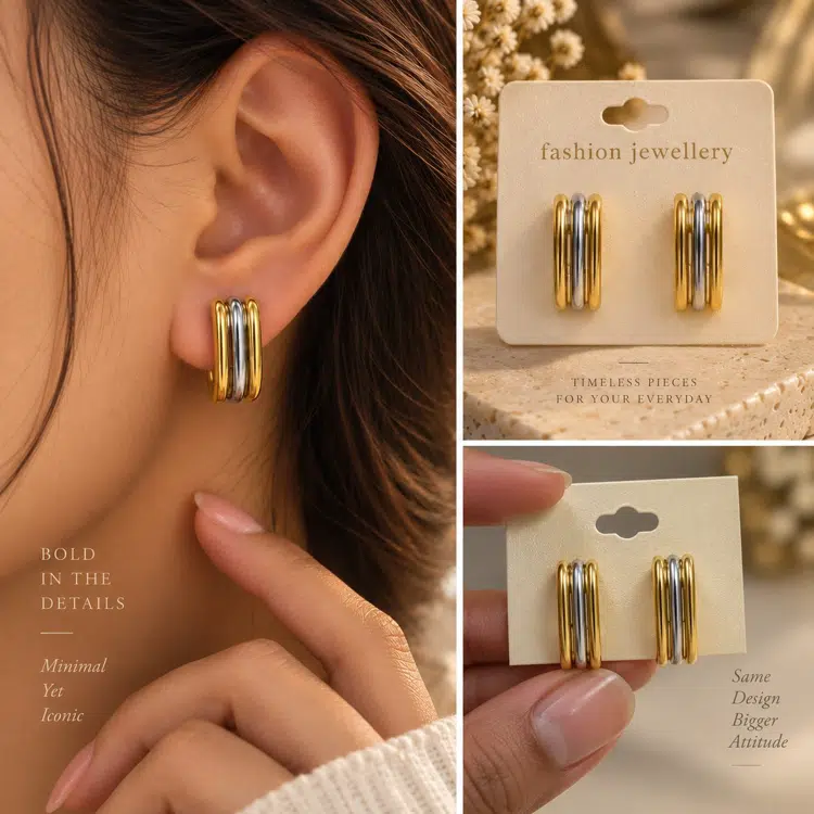Dual Tone Statement Earrings