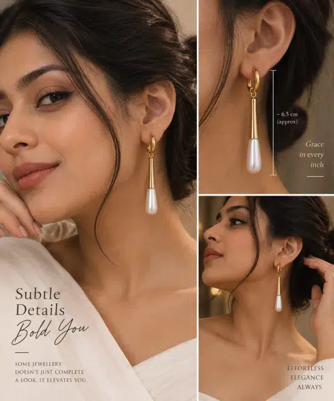Long Pearl Drop Earrings