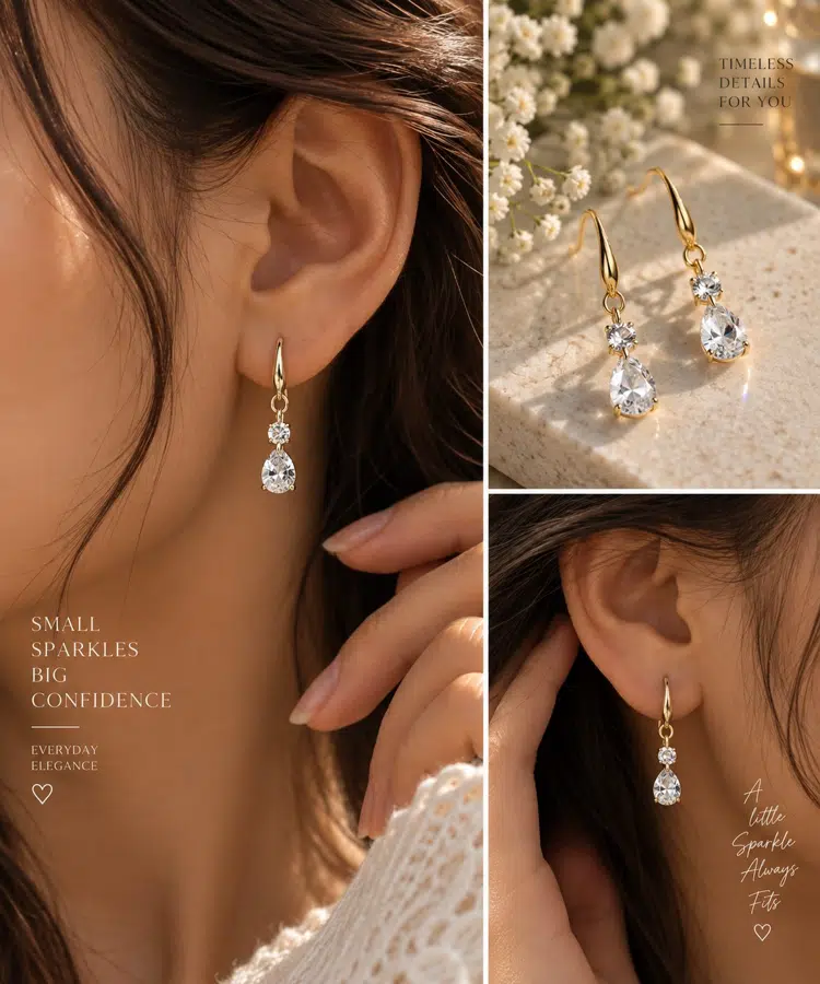 Sparkling Diamond studed drop Earrings