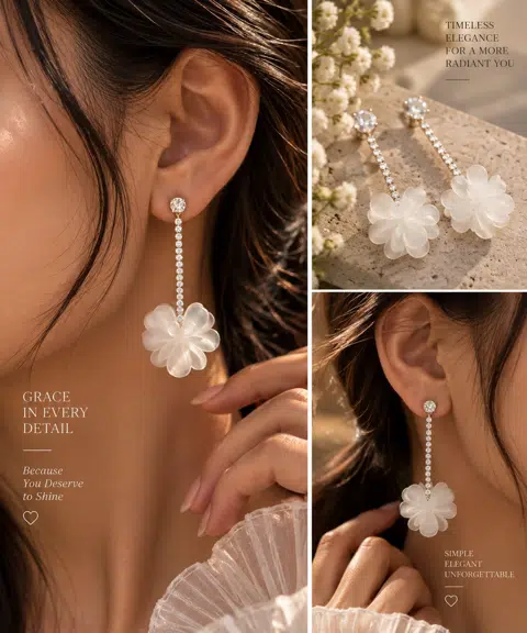 Tennis Floral Drop Earrings