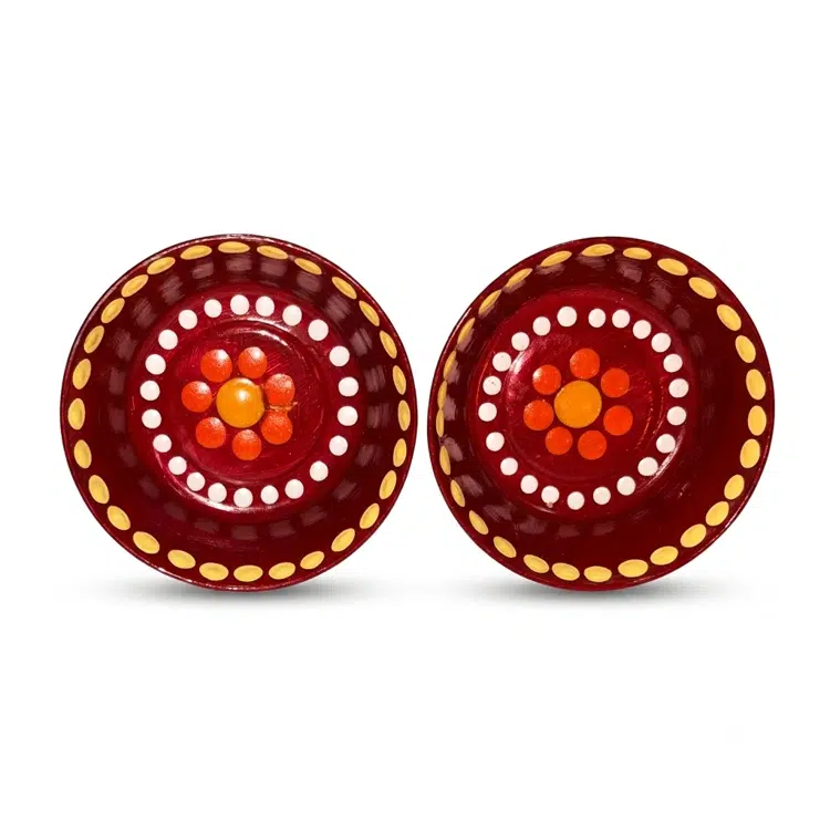 Hand-Painted Dot Mandala Pooja Thali, Karwa Chauth Special, 10 inch