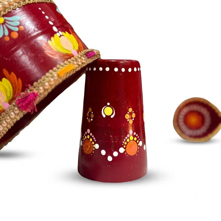 Hand-Painted Dot Mandala Pooja Thali, Karwa Chauth Special, 10 inch