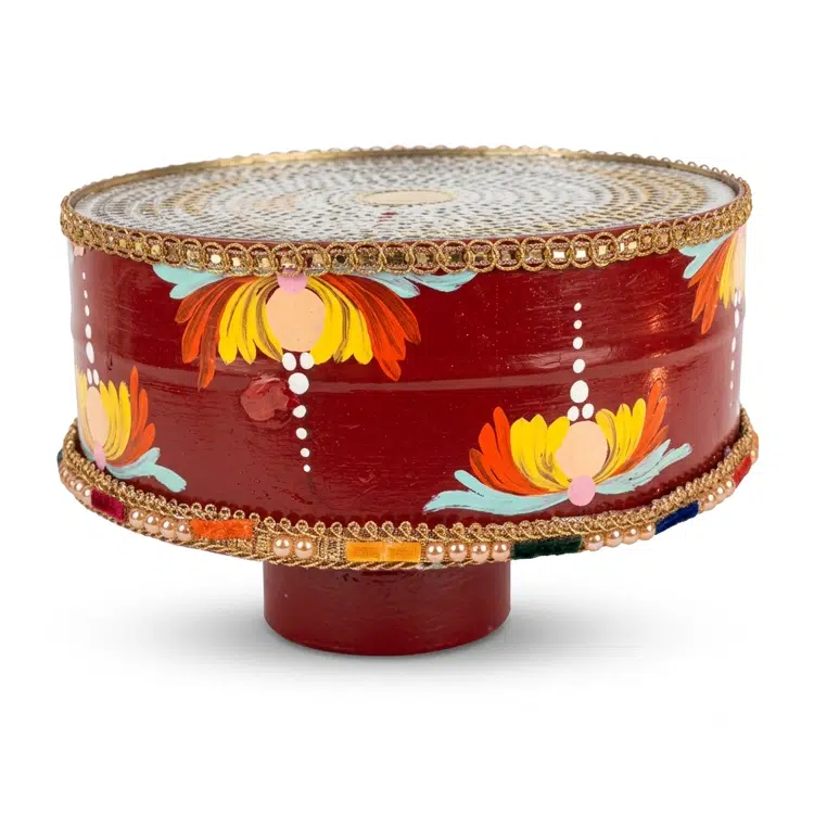 Hand-Painted Dot Mandala Pooja Thali, Karwa Chauth Special, 10 inch