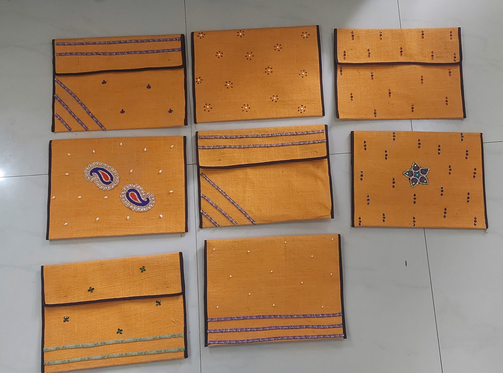 Hand Painted Laminated jute A4 size document folders 