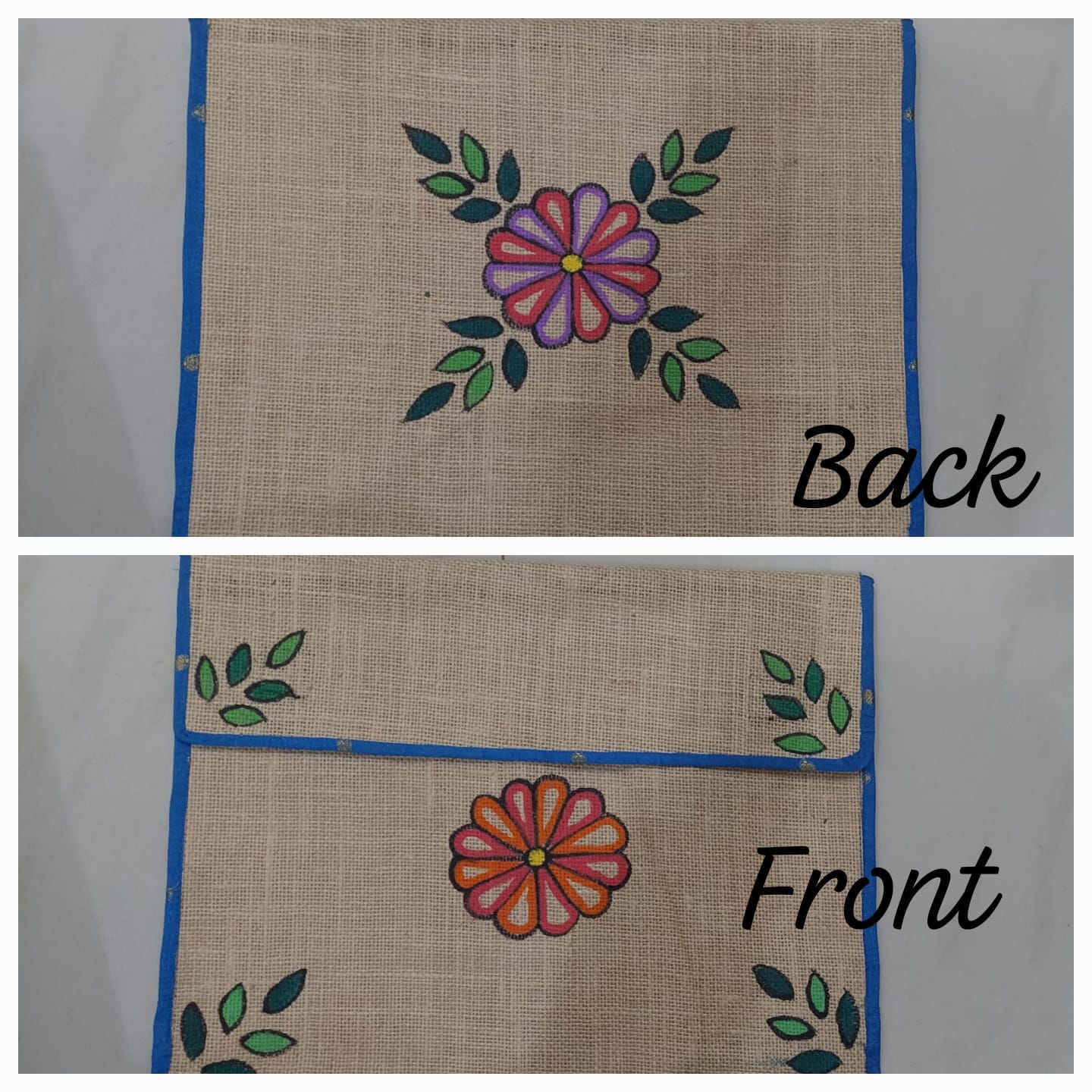 Hand Painted Laminated jute A4 size document folders 