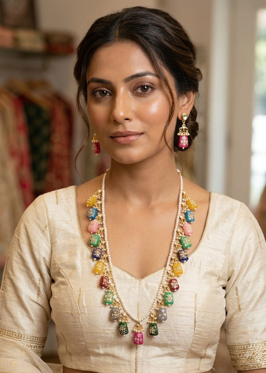 Kundan multi colour necklace