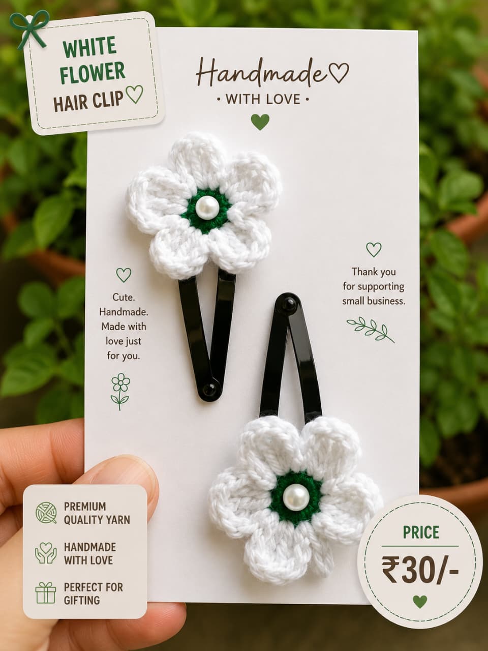 White Flower Hair Clip
