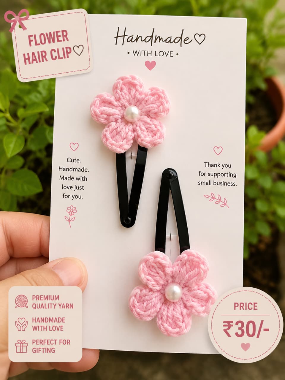 Pink Flower Hair Clip