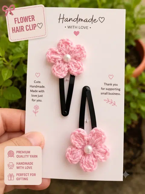 Pink Flower Hair Clip
