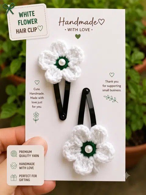 White Flower Hair Clip