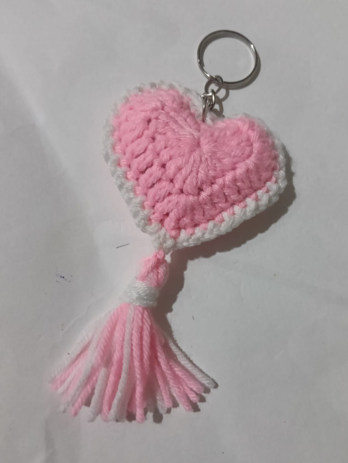 Pink Heart Tassel Keychain