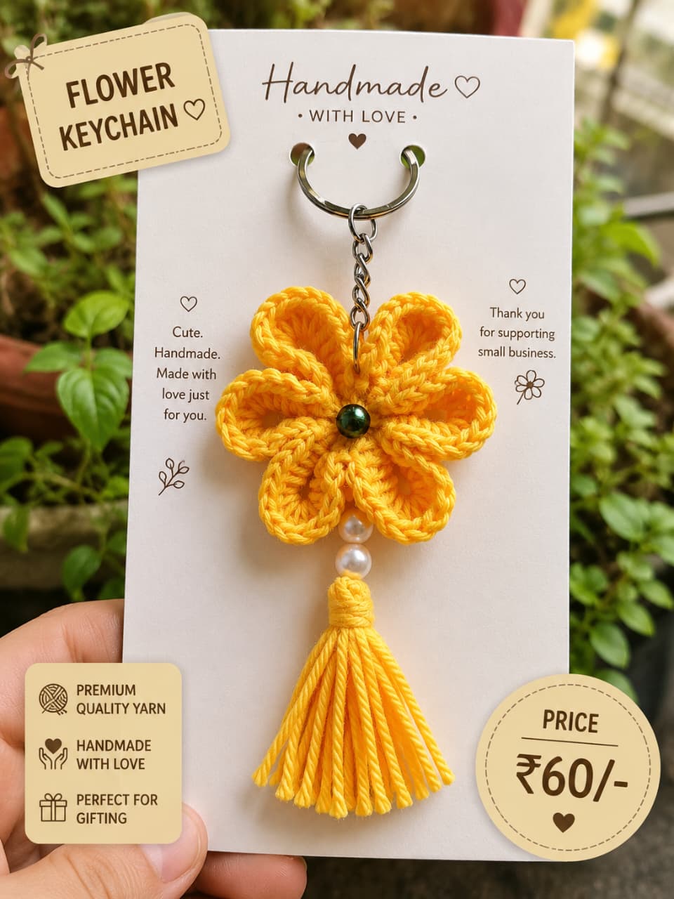 Yellow Flower Keychain