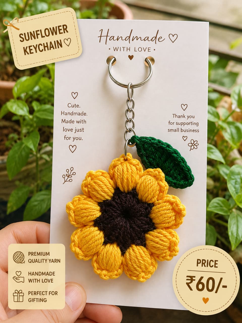 Yellow Sunflower Keychain