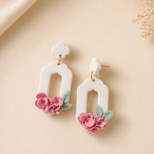 Handmade Clay Blush Floral Drops
