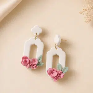 Handmade Clay Blush Floral Drops