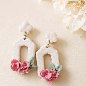 Handmade Clay Blush Floral Drops