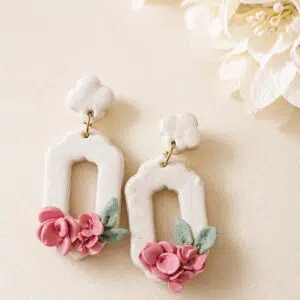 Handmade Clay Blush Floral Drops