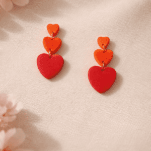 Handmade Clay Flame Heart Drops