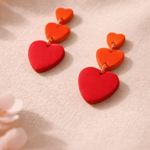 Handmade Clay Flame Heart Drops