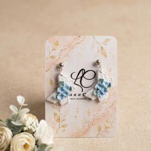 Handmade Clay Blue Blossom Floral Stud Earrings