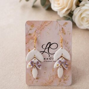 Handmade Clay Lavender Blossom Cascade Earrings