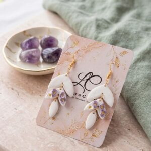 Handmade Clay Lavender Blossom Cascade Earrings