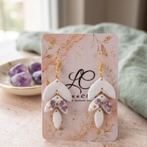 Handmade Clay Lavender Blossom Cascade Earrings