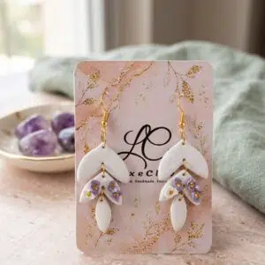Handmade Clay Lavender Blossom Cascade Earrings