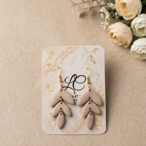Handmade Clay Neutral Leaf Cascade Earrings