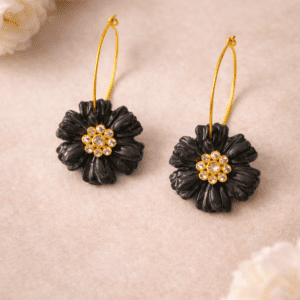 Handmade Clay Midnight Bloom Hoops