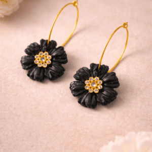 Handmade Clay Midnight Bloom Hoops