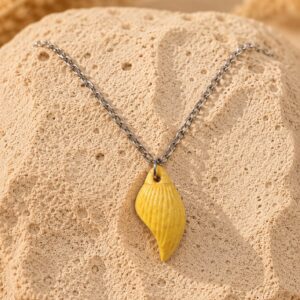 Golden Seashell Handmade Clay Pendant Necklace