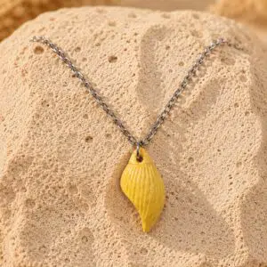 Golden Seashell Handmade Clay Pendant Necklace