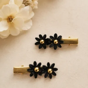 Handmade Clay Midnight Daisy Hair Clips