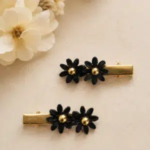 Handmade Clay Midnight Daisy Hair Clips