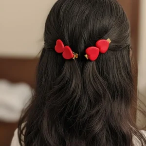 Handmade clay Scarlet Heart Hair Clips