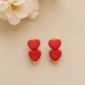 Handmade clay Scarlet Heart Hair Clips