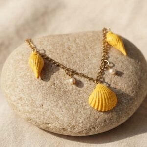 Handmade Clay Golden Mermaid Charm Pendant