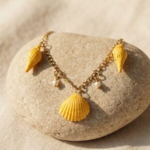 Handmade Clay Golden Mermaid Charm Pendant