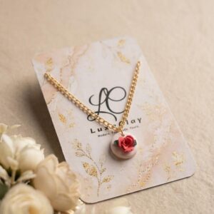 Handmade Clay Rose Bloom Pendant Necklace