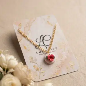Handmade Clay Rose Bloom Pendant Necklace