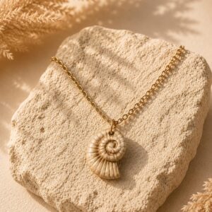 Handmade Clay Spiral Shell Pendant